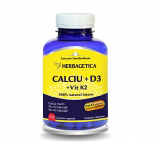Calciu+d3+vit. k2 120cps - Herbagetica