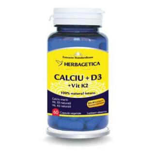 Calciu+d3+vit. k2  60cps - Herbagetica