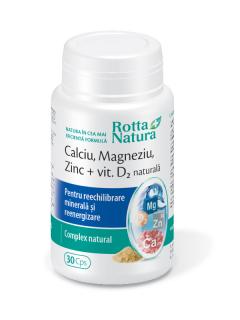 Calciu, magneziu, zinc+vit. d2 naturala 30cps - Rotta Natura