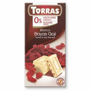 Ciocolata alba cu fructe goji 75gr - Torras