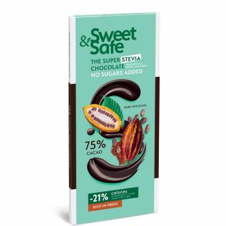 Ciocolata amaruie indulcitor stevie 90gr sweetsafe - Sly Nutritia