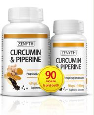 Curcumin  piperine 90cps la pret de 60cps - Zenyth Pharmaceuticals