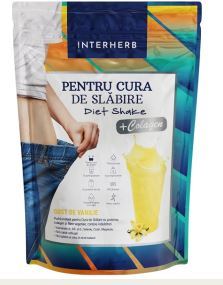 Diet shake cu colagen aroma vanilie pulbere 528gr - Interherb