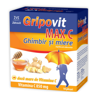 Gripovit max c vitamina c 850mg ghimbirmiere 10dz - Zdrovit