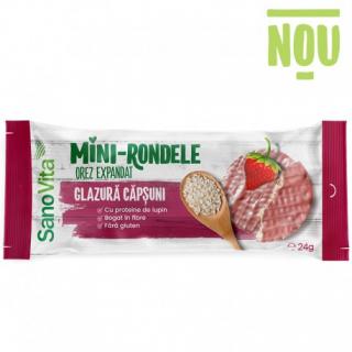 Mini rondele orez cu glazura capsuni 24gr - Sano Vita