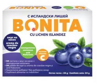 Pastile de supt cu aroma de coacaze negre, 24 bucati - Bonita
