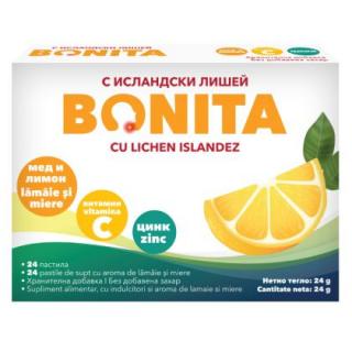 Pastile de supt cu aroma de lamaie si miere, 24 bucati - Bonita