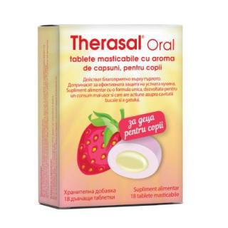 Tablete masticabile cu aroma de capsuni Therasal Oral, 18 bucati - Vedra