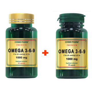Ulei seminte de in (omega3-6-9) 60cps+30 cps - Cosmo Pharma