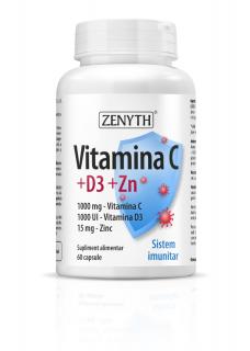 Vitamina c 100mg+d3 1000ui+zn 15mg 60cps - Zenyth Pharmaceuticals