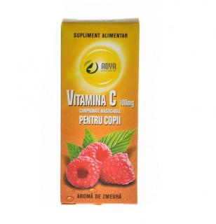 Vitamina c zmeura copii 100mg 30cpr - Adya Green Pharma