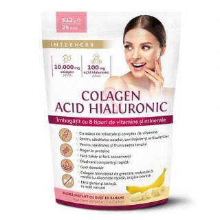 Colagen si Acid Hialuronic Pulbere cu aroma de Banane 312g Interherb