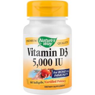 Vitamin D3 5000UI (adulti) 60 capsule moi Natures Way