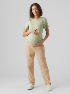 Pantaloni pentru gravide Mamalicious Beach din in - crem