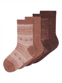 Set 4 sosete fete lana Merinos - Name It Wool Cognac