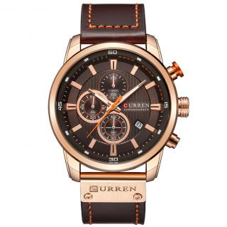 Ceas barbatesc Curren Piele Maro Analog Quartz Casual Cronograf Afisare data Indici luminosi