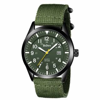 Ceas barbatesc de mana Biden Stil Militar Army Sport Nylon Verde