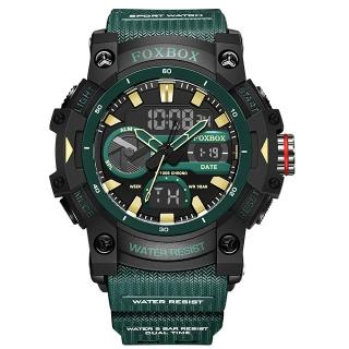 Ceas barbatesc de mana Fox Box Stil Militar Army Dual time Fashion Sport Casual Quartz Verde