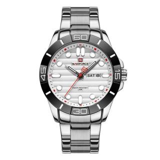 Ceas barbatesc de mana Naviforce Quartz Analog Fashion Casual Elegant Argintiu Alb