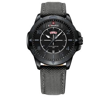 Ceas barbatesc de mana Naviforce Quartz Analog Stil Militar Army Casual Gri