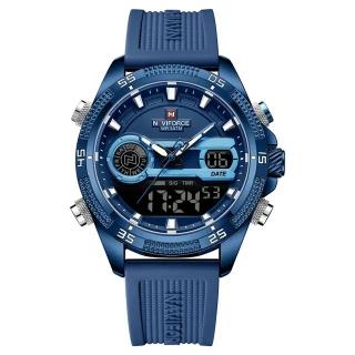 Ceas barbatesc de mana Naviforce Quartz Dual Time Digital Led Army Militar Silicon Albastru