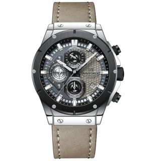 Ceas barbatesc de mana Naviforce Sport Casual Cronograf Quartz Fashion Afisare data Gri