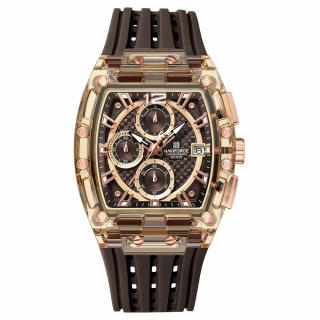 Ceas barbatesc de mana Naviforce Sport Casual Fashion Analog Quartz Maro Auriu