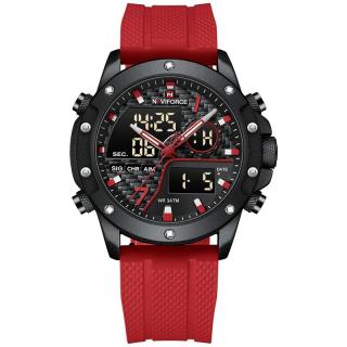 Ceas barbatesc de mana Naviforce Sport Digital Dual time Fashion Stil Army Militar Casual Rosu