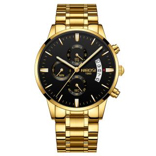 Ceas barbatesc de mana Nibosi Elegant Quartz Casual Fashion Analog Auriu Negru