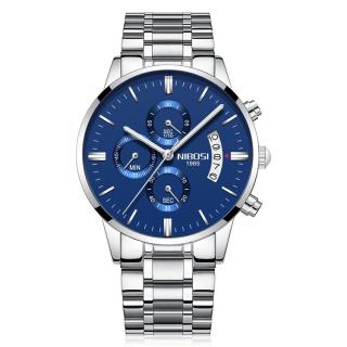 Ceas barbatesc de mana Nibosi Fashion Casual Elegant Quartz Analog Argintiu Albastru