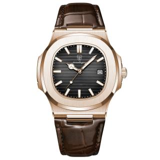 Ceas barbatesc de mana Poedagar Casual Fashion Quartz Analog Piele Maro Negru