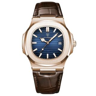 Ceas barbatesc de mana Poedagar Fashion Quartz Casual Piele Maro Albastru