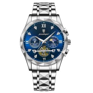 Ceas barbatesc de mana Poedagar Quartz Fashion Cronograf Analog Casual Argintiu Albastru