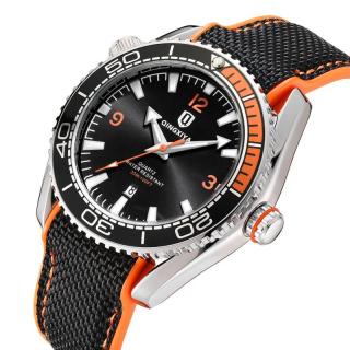 Ceas barbatesc de mana Qingxiya Quartz Fashion Casual Data Silicon Negru Portocaliu