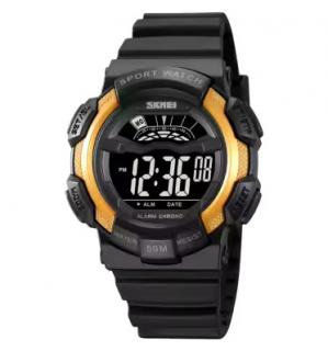 Ceas barbatesc de mana Skmei Sport Casual Fashion Digital Alarma Cronometru Negru Auriu