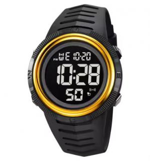 Ceas barbatesc de mana Skmei Sport Casual Fashion Digital Alarma Negru Auriu