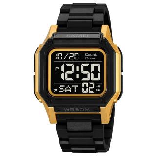 Ceas barbatesc de mana Skmei Sport Digital Casual Cronometru Alarma Negru Auriu