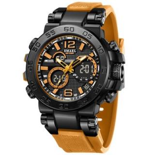 Ceas barbatesc de mana Smael Cronograf Stil Army Militar Dual Time Sport Cronometru Alarma Portocaliu