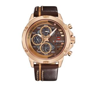 Ceas barbatesc Naviforce Elegant Casual Analog Quartz Cronograf Maro Auriu Roze