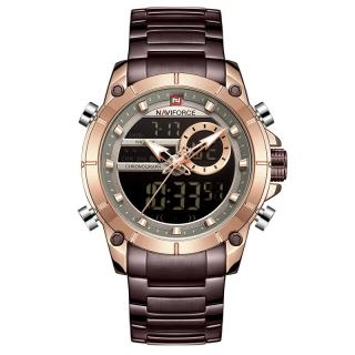 Ceas barbatesc Naviforce, Elegant, Fashion, Cronograf, Dual Time, Quartz Coffe