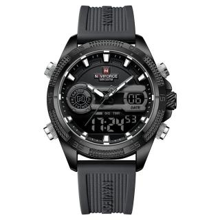 Ceas barbatesc Naviforce Quartz Dual Time Digital Led  Sport Army Militar Silicon Negru