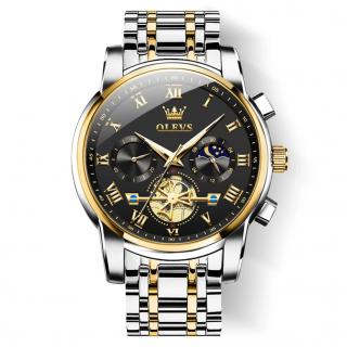 Ceas barbatesc Olevs Quartz Analog Cronograf Fashion Argintiu Negru