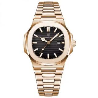 Ceas barbatesc Poedagar Fashion Quartz Casual Otel Auriu Negru