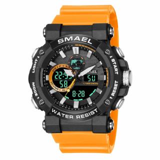 Ceas barbatesc Smael Sport Casual Dual Time Alarma Cronometru Portocaliu