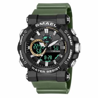 Ceas barbatesc Smael Sport Casual Dual Time Alarma Cronometru Verde