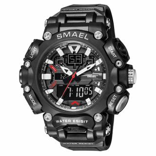 Ceas barbatesc Smael Sport Dual time Afisaj Analog Digital Rezistent la apa si socuri Negru