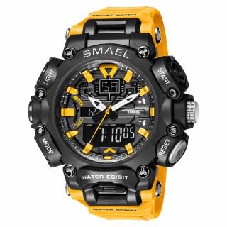 Ceas barbatesc Smael Sport Dual time Afisaj Analog Digital Rezistent la apa si socuri Portocaliu