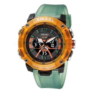 Ceas barbatesc Smael Sport Militar Quartz Analog Electronic Albastru Galben Alarma