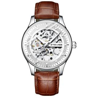 Ceas barbatesc Tevise Analog Mecanic Automatic Elegant Maro