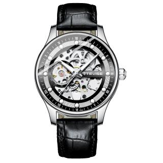 Ceas barbatesc Tevise Analog Mecanic Automatic Elegant Negru